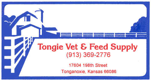 Tongie Vet & Feed Supply business card