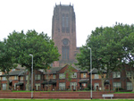 The Liverpool cathedral viewed from the chinatown.