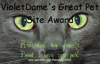 Violet Dame's Great Pet Site Award