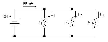 La corriente proporcionada por la fuente es igual a I1 + I2 + I3