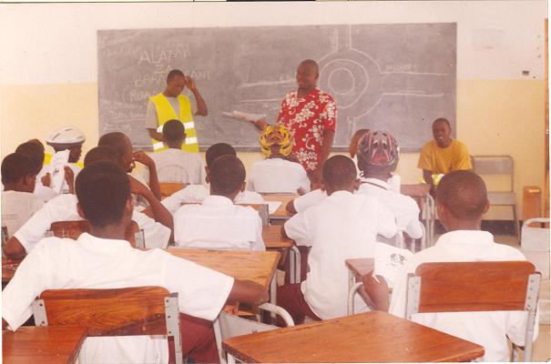Cycle safety training in Msongola classroom