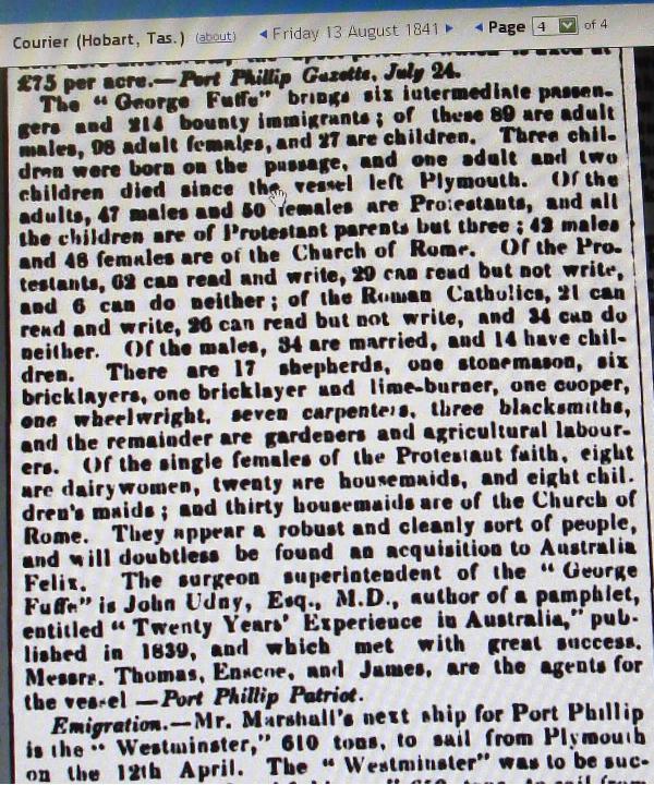Courier Hobart 13 Aug 1841