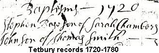 Tetbury handwriting 1720