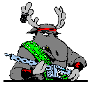 Animated Moose with Machine Gun - by Moose. (3 KBytes).