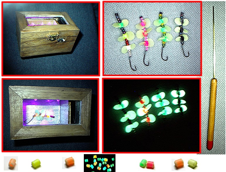 Back light charger for glow in the dark fishing lures and spinners.