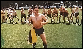 Russell leads the Proof of Life crew in a haka before their soccer game.