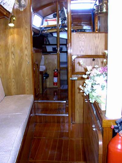 Looking aft, table down