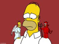 Devil and Angel giving Homer advise