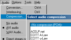 VirtualDub's Audio Compression Menu