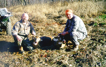 Jack Pickwoad (left) with opening day buck